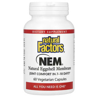 Natural Factors, NEM, Membrane de coquille d'œuf naturelle, 60 capsules végétariennes
