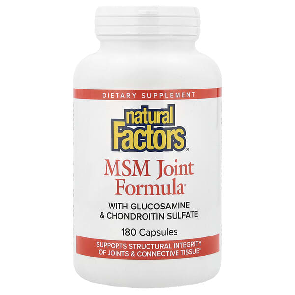 Natural Factors, MSM 關節配方，含氨基葡萄糖與硫酸軟骨素，180 粒膠囊