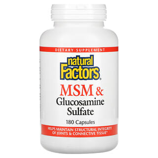 Natural Factors, MSM e Sulfato de Glicosamina, 180 Cápsulas