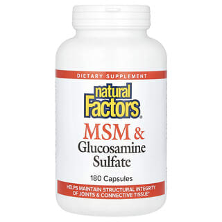 Natural Factors, MSM 및 글루코사민 황산염, 캡슐 180정