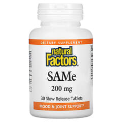 Natural Factors, SAMe (Disulfattosylat), 200 mg, 30 Tabletten mit langsamer Freisetzung