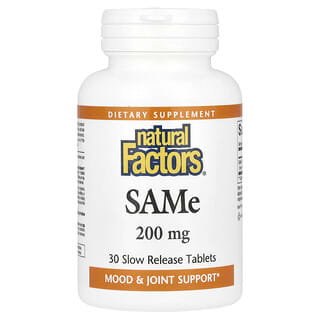 Natural Factors, SAMe, 200 mg, 30 Tabletten mit langsamer Freisetzung