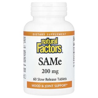 Natural Factors, SAMe, 200 mg, 60 comprimidos de liberación lenta