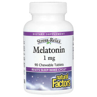 Natural Factors, Stress-Relax, мелатонін, 1 мг, 90 жувальних таблеток