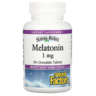 Natural Factors, Stress-Relax, Melatonina, 1 mg, 90 comprimidos masticables