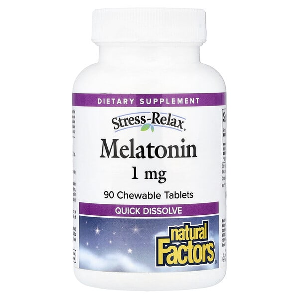 Natural Factors, Stress-Relax®, Melatonin, 1 mg, 90 Chewable Tablets — product photo 1