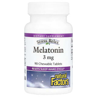 Natural Factors, Stress-Relax, Mélatonine, 3 mg, 90 comprimés à croquer