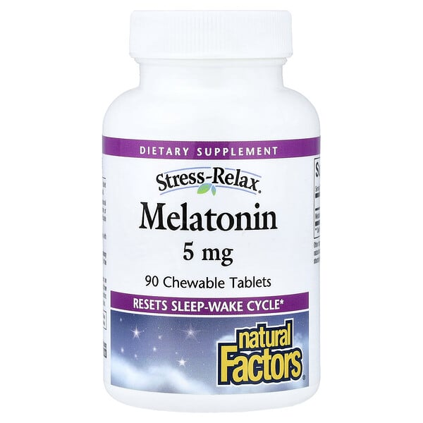 Natural Factors, Stress-Relax®, Melatonin, 5 mg, 90 Chewable Tablets — product photo 1