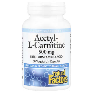 Natural Factors, ацетил L-карнитин, 500 мг, 60 вегетарианских капсул