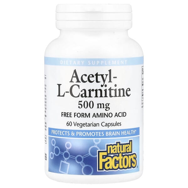 Natural Factors Acetyl-L-Carnitine, 500 mg, 60 Vegetarian Capsules