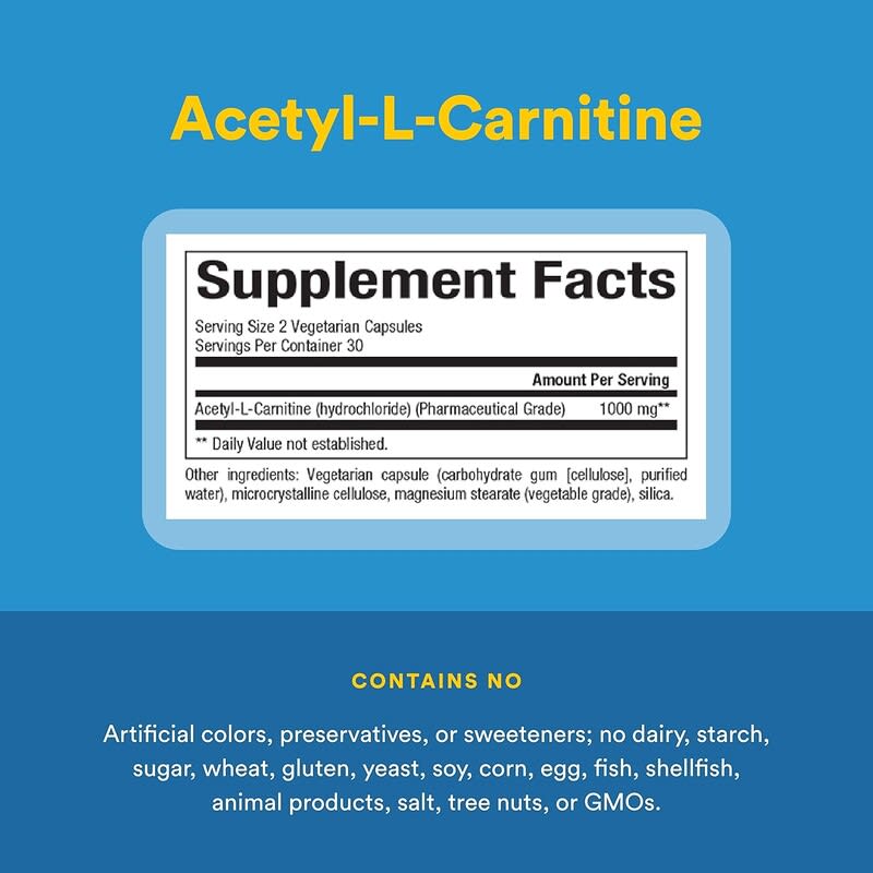 l carnitine serving Amazon.com: NaturaLife Labs Acetyl L-Carnitine (ALCAR) 1500 mg per Serving  – 100 Capsules – Non-GMO, Gluten-Free, Vegan : Health & Household main image 1