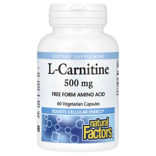 Natural Factors, L-карнитин, 500 mg, 60 вегетариански капсули