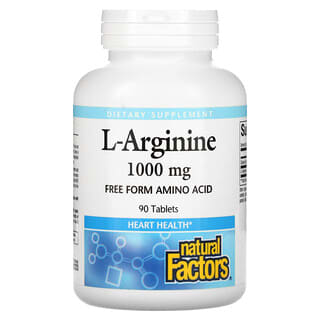 Natural Factors, L-arginina, 1000 mg, 90 comprimidos