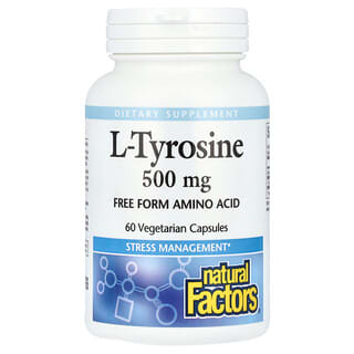 Natural Factors, L-тирозин, 1000 мг, 60 вегетарианских капсул (500 мг на капсулу)