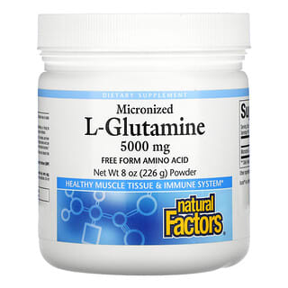 Natural Factors, L-glutamina micronizada, 5000 mg, 226 g (8 oz) en polvo