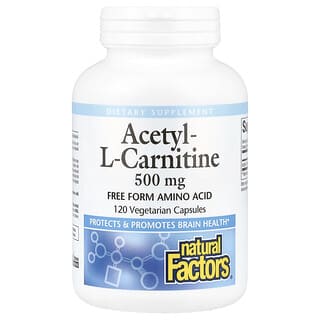 Natural Factors, ацетил-L-карнітин, 500 мг, 120 вегетаріанських капсул