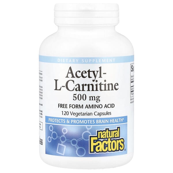 Natural Factors Acetyl-L-Carnitine, 500 mg, 120 Vegetarian Capsules