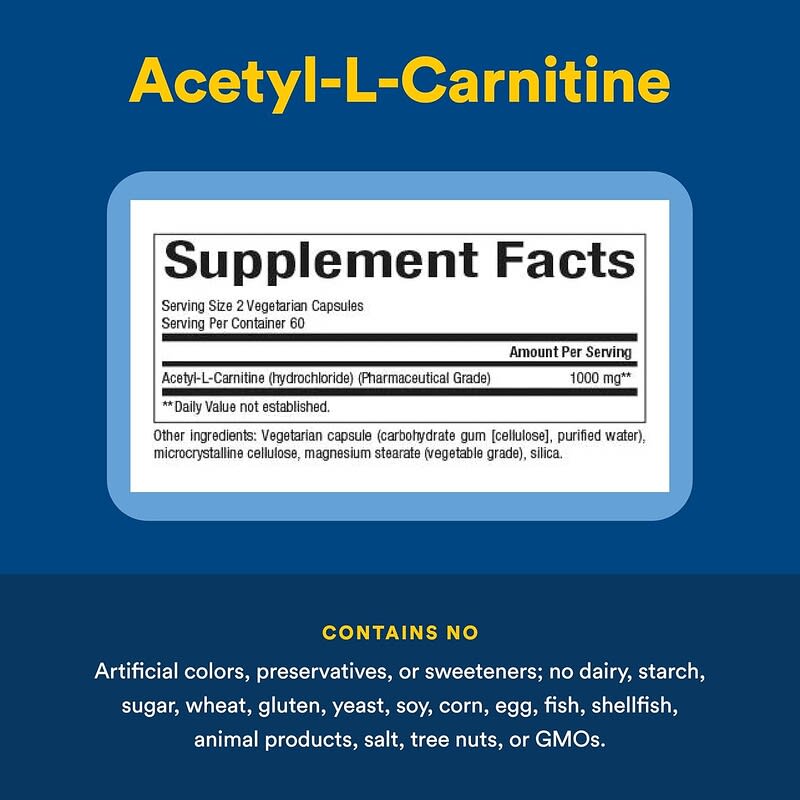 Acetyl-L-Carnitine, 500 mg, 120 Vegetarian Capsules