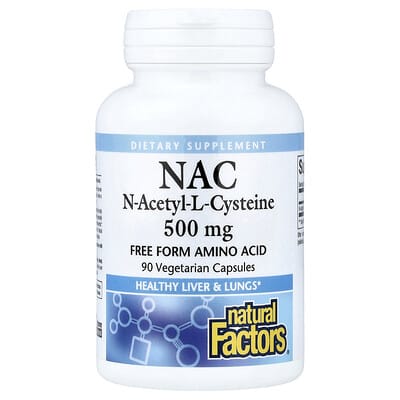 Natural Factors, NAC, N-Acetyl-L Cysteine, 500 mg, 90 Vegetarian  Capsules