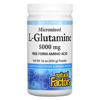 Natural Factors, микронизированный L-глютамин в виде порошка, 454 г (16 унций)