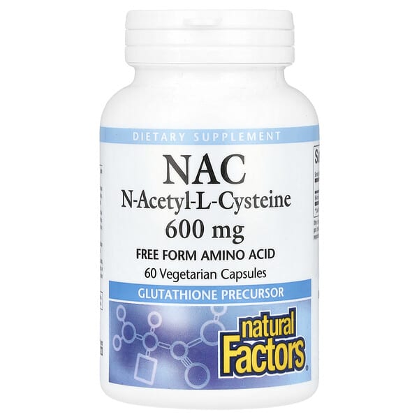 Natural Factors, NAC，N-乙醯基-L-半胱氨酸，600毫克，60粒素食膠囊