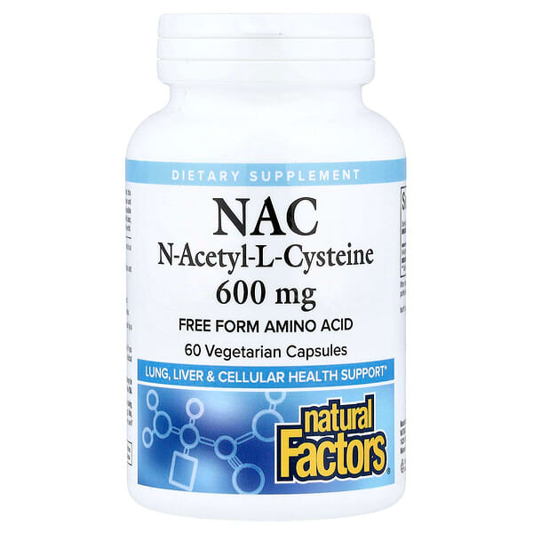 Natural Factors, NAC，N-乙醯基-L-半胱氨酸，600毫克，60粒素食膠囊