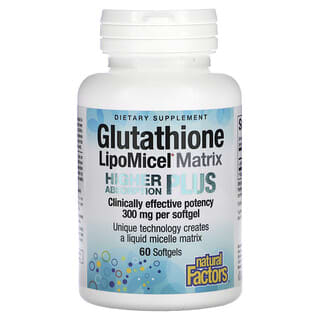 Natural Factors, Matrice LipoMicel au glutathion, 300 mg, 60 capsules à enveloppe molle
