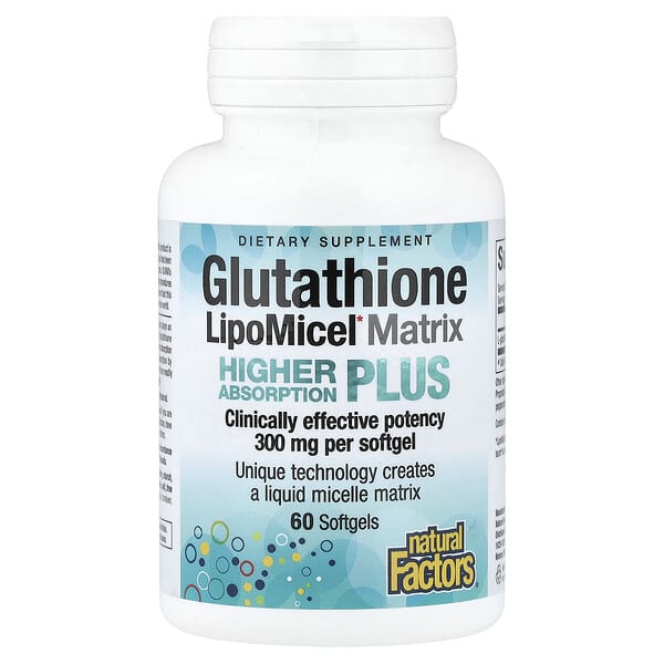 Natural Factors, Glutathione LipoMicel Matrix, 60 Softgels (300 mg per Softgel) — product photo 1