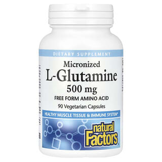 Natural Factors, 미분화 l-글루타민, 500mg, 베지 캡슐 90정