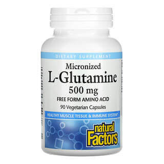 Natural Factors, Микронизированный L-глютамин, 500 мг, 90 вегетарианских капсул