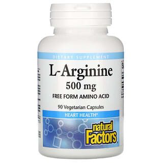 Natural Factors, L-Arginina, 500 mg, 90 Cápsulas Vegetarianas