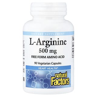 Natural Factors, L-arginina, 500 mg, 90 cápsulas vegetales