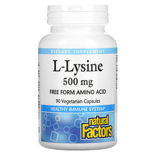 Natural Factors, L-lisina, 500 mg, 90 cápsulas vegetales