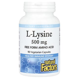 Natural Factors, L-lisina, 500 mg, 90 cápsulas vegetales