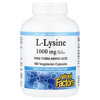 Natural Factors (내추럴팩터스), L-라이신, 500mg, 베지 캡슐 180정