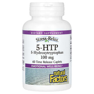 Natural Factors, Stress-Relax, 5-гидрокситриптофан, 100 мг, 60 капсул, покрытых кишечнорастворимой оболочкой