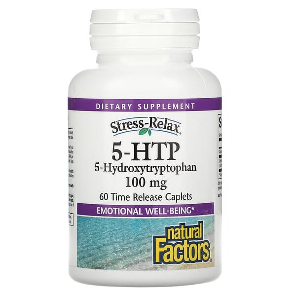 Natural Factors, Stress-Relax（ストレス-リラックス）、5-HTP、100mg、腸溶性コーティングカプレット60粒