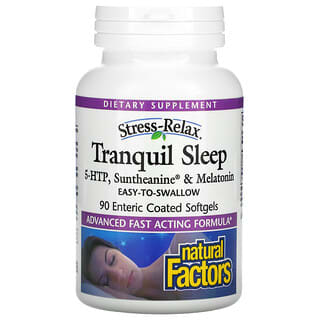 Natural Factors, Stress-Relax, Tranquil Sleep, 90 Cápsulas Softgel com Revestimento Entérico