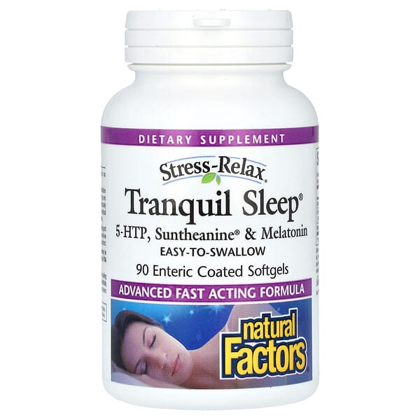 Natural Factors Stress-Relax, Tranquil Sleep, 90 Enteric Coated Softgels