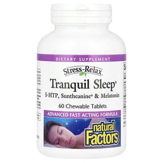 Natural Factors, Stress-Relax, Tranquil Sleep, добавка для здорового сна, 60 жевательных таблеток