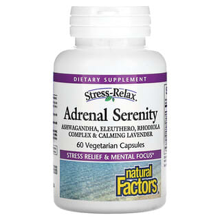 Natural Factors, Estresse-Relaxamento, Serenidade Adrenal, 60 Cápsulas Vegetarianas