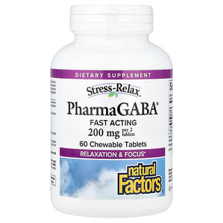 Natural Factors, Stress-Relax®, PharmaGABA®, 60 дъвчащи таблетки (100 mg на таблетка)