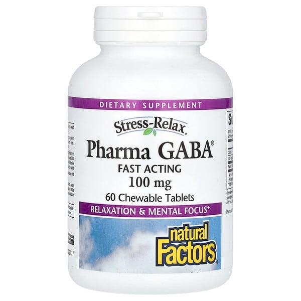Natural Factors, Stress-Relax，Pharma GABA，100 毫克，60 片咀嚼片（每片 50 毫克）