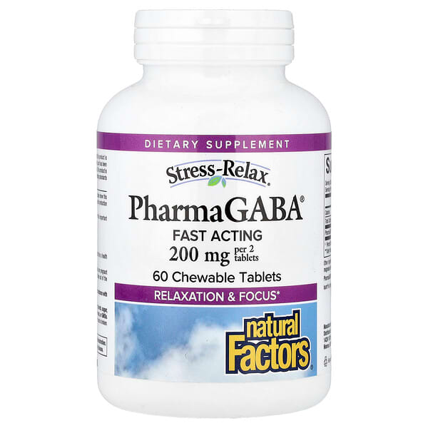Natural Factors, Stress-Relax®，PharmaGABA®，60 片咀嚼片（每片 100 毫克）