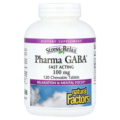 Natural Factors, Stress-Relax®, Pharma GABA, 100 mg, 120 Chewable Tablets