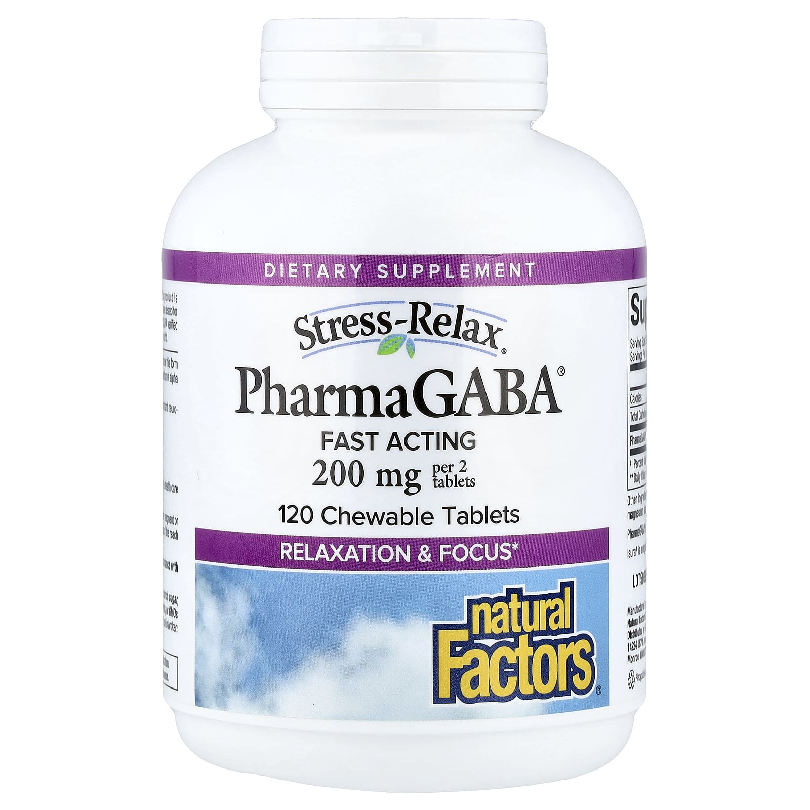 Natural Factors Stress-Relax, Pharma GABA, 120 Chewable Tablets (100 mg per Tablet) de Natural Factors