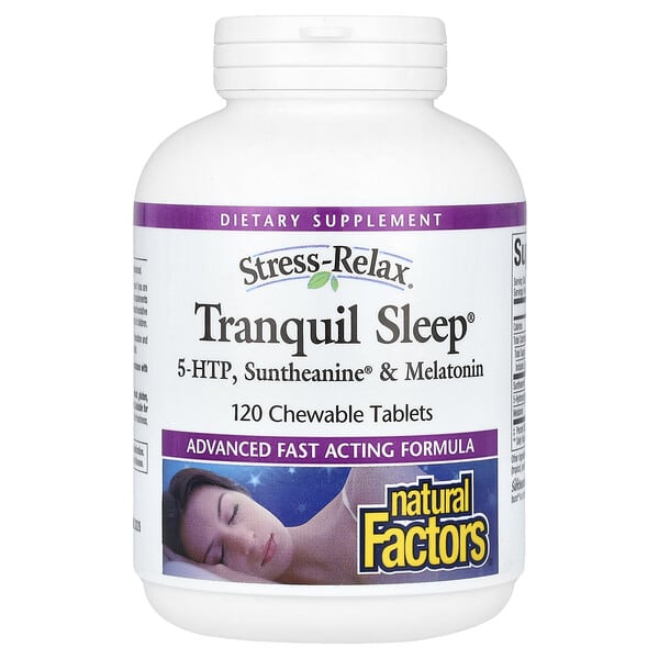 Stress-Relax, Tranquil Sleep, 5-HTP, Suntheanine & Melatonin, 120 Chewable Tablets