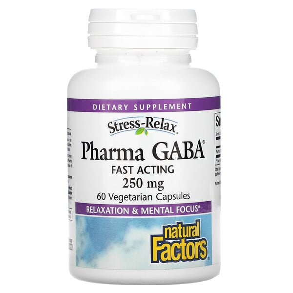 Natural Factors, ファーマGABA、250 mg、植物性カプセル60粒