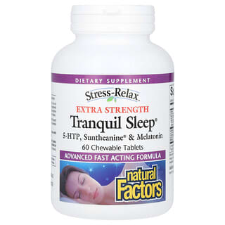 Natural Factors, Stress-Relax, Tranquil Sleep, экстра сила, 60 жевательных таблеток