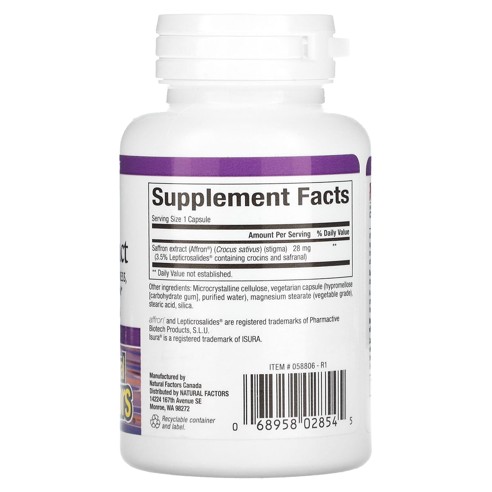 Natural Factors, StressRelax, 100 Pure Saffron Extract, 30 Vegetarian